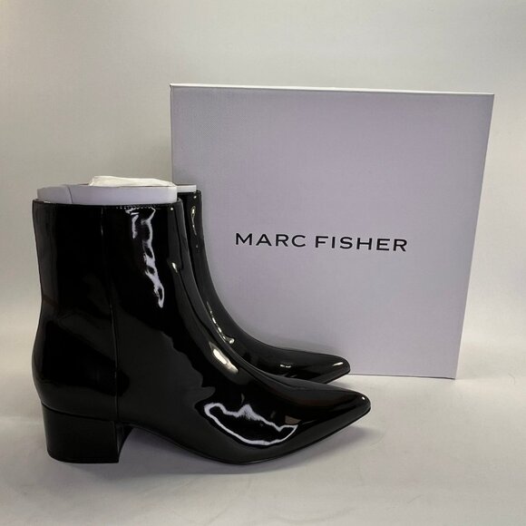 Marc Fisher Gismo 2 Patent Leather Ankle Boot Size 8M Women's Chunky Heel - Picture 1 of 14